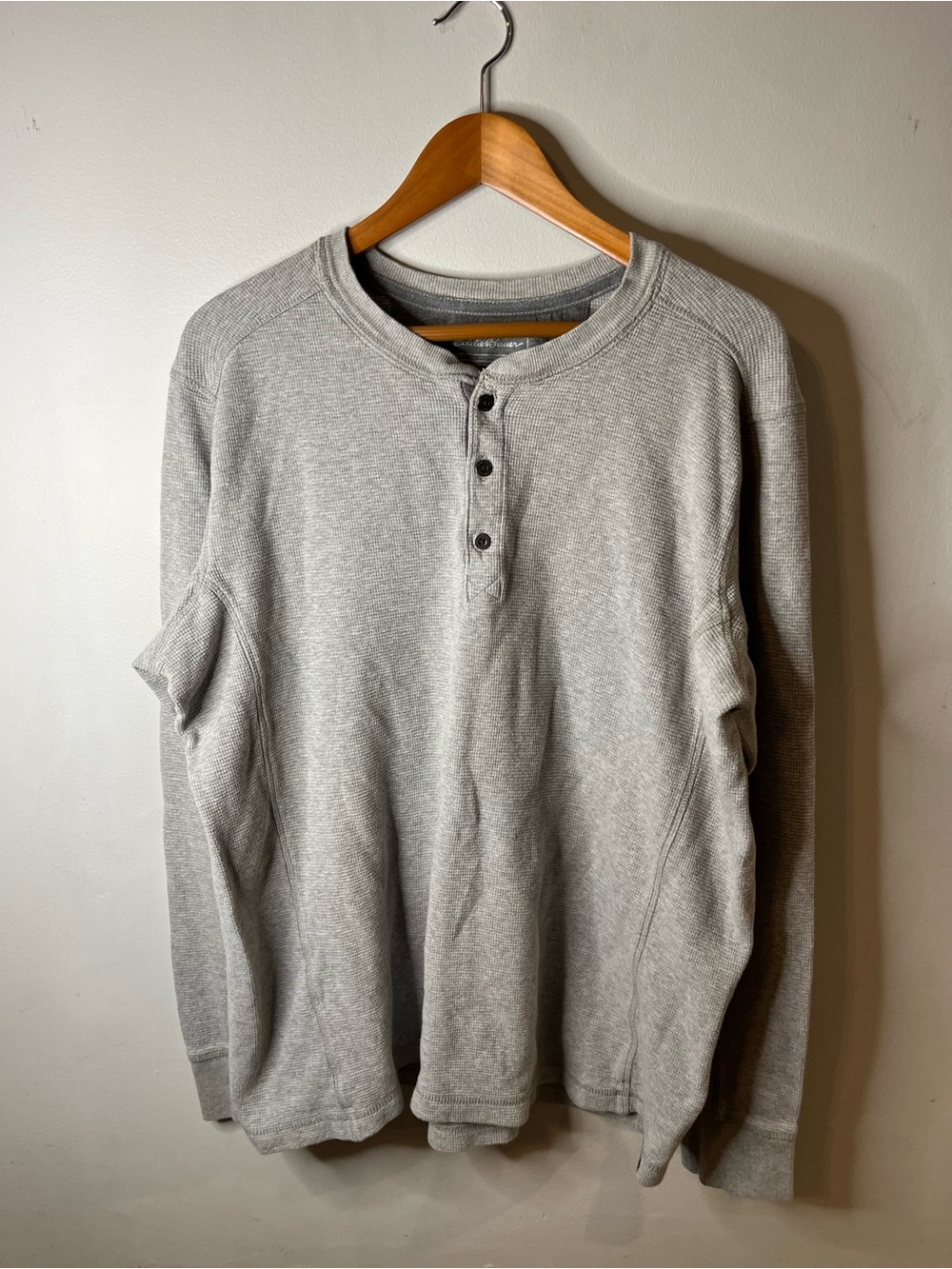 Light Gray Henley Long Sleeve Thermal Shirt